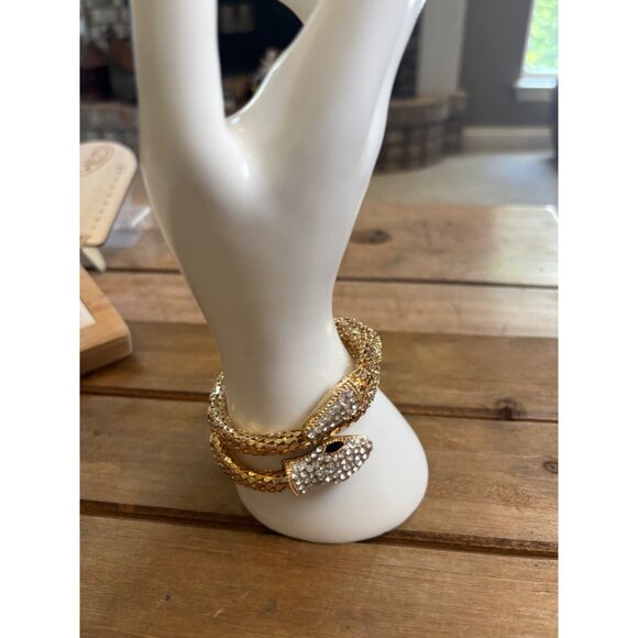 Gold Snake-Style Rhinestone Wrap Bracelet - Picture 8 of 12